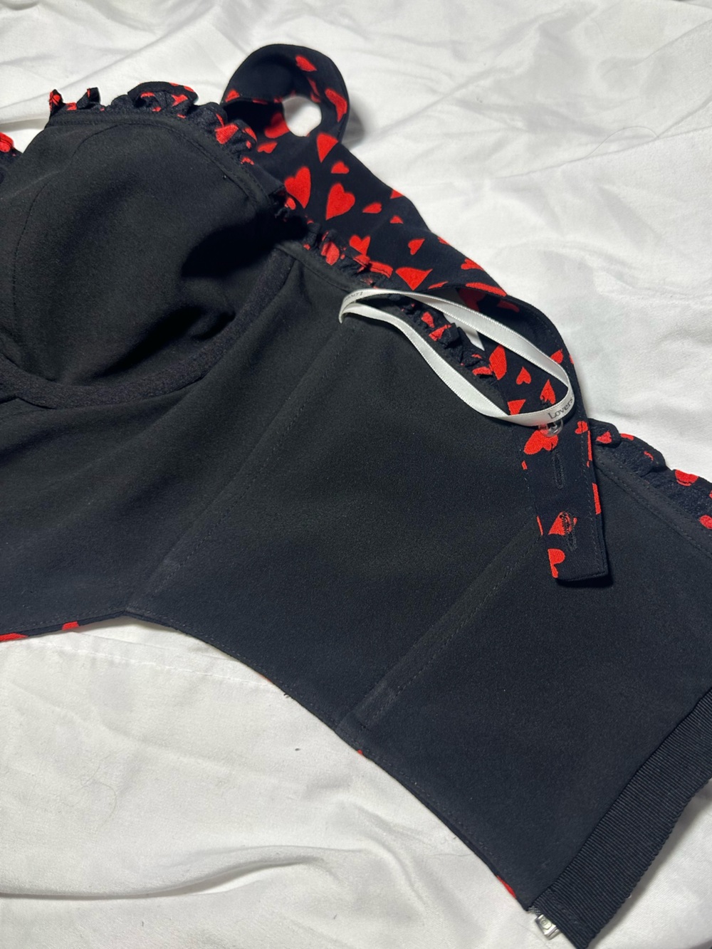 Htf Lovers + Friends Stacy Kimmy Heart Corset Bustier Crop Top Medium Black Red - Picture 7 of 17